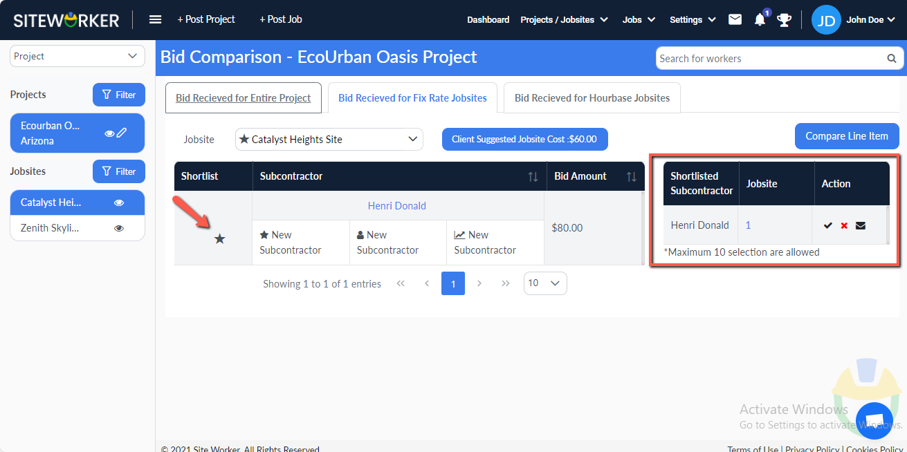 Bid Comparison