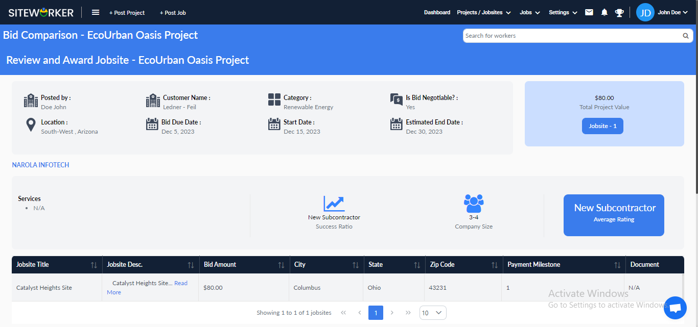 Bid Comparison